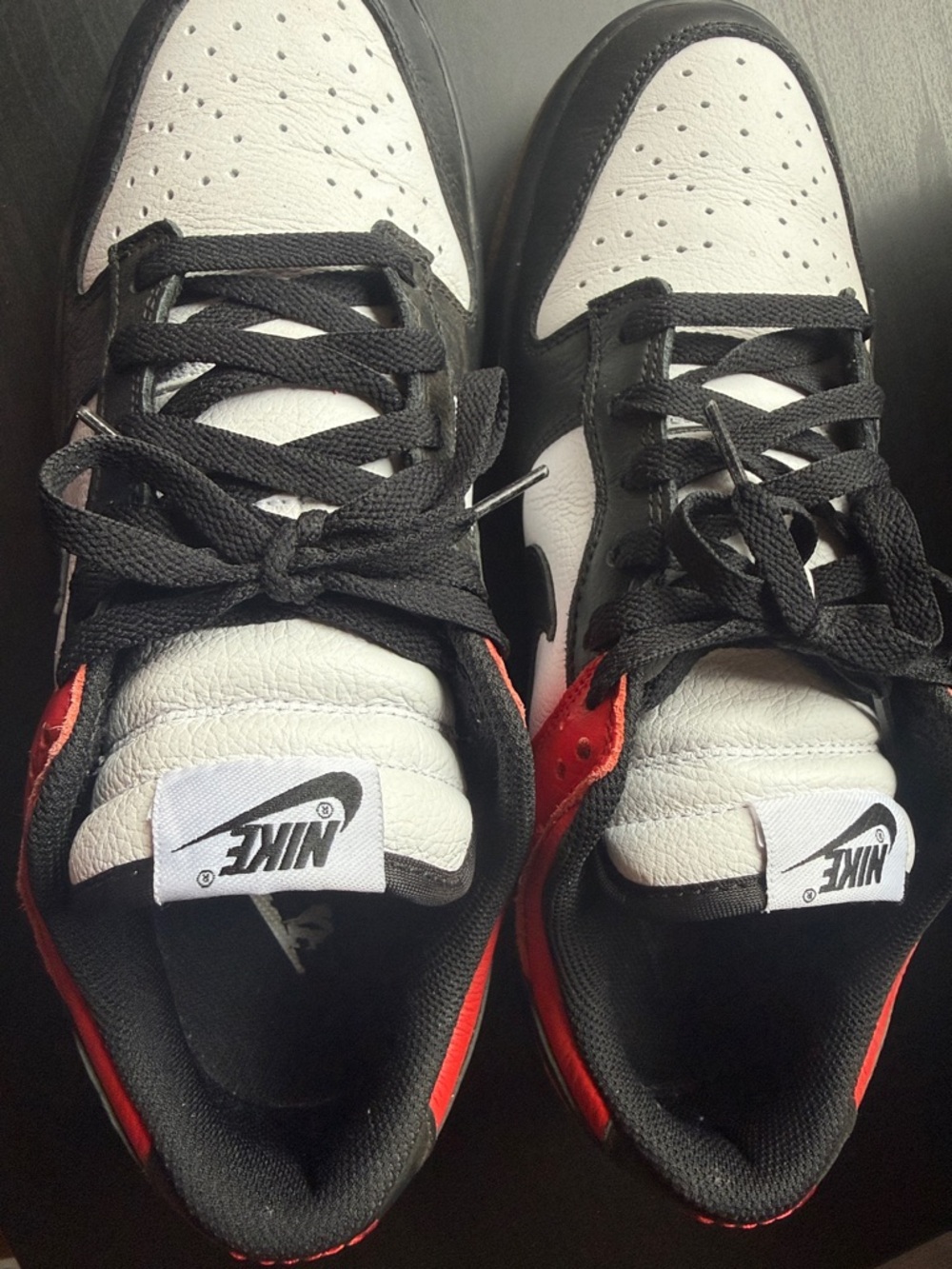 Nike Low Top Sneakers in Black, White & Red Accent
